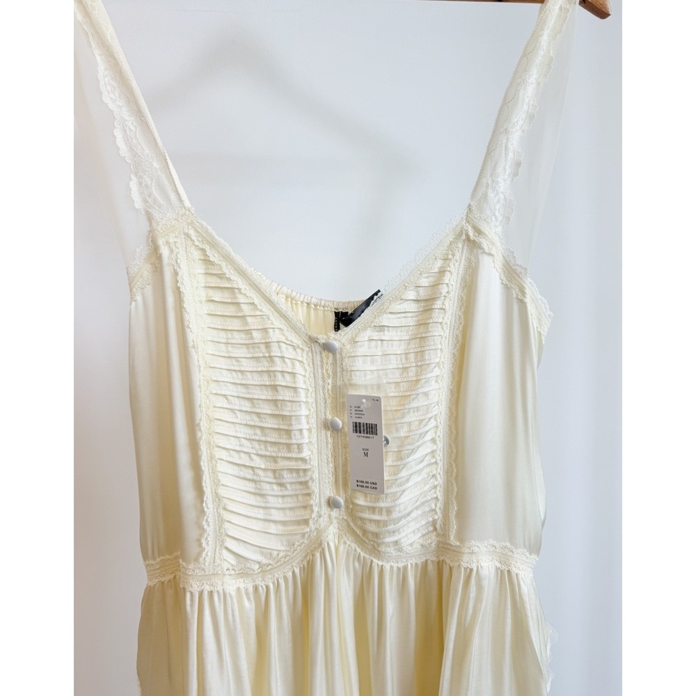 ANTHROPOLOGIE Lacey Satin Slip Dress Women's Size Medium Ivory NWT - Picture 3 of 8